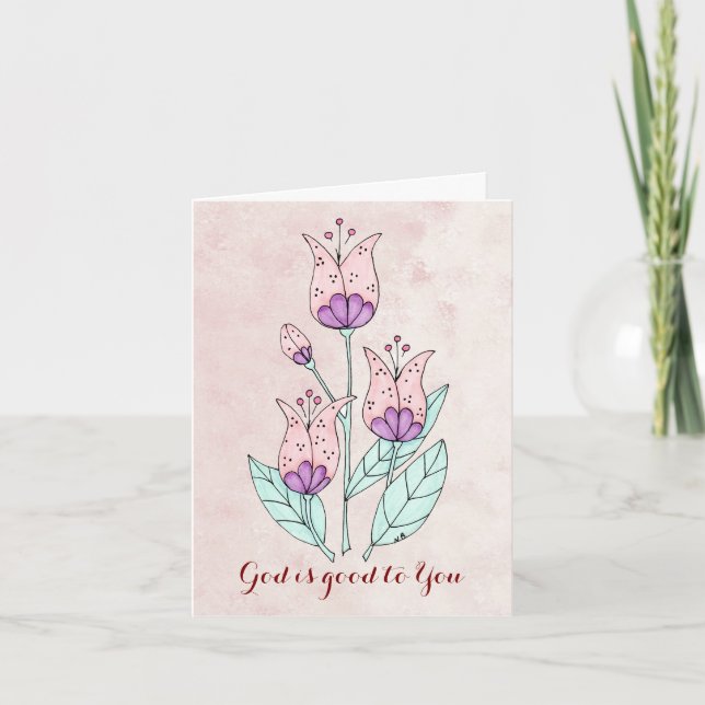 Note Card with Whimsical Tulips (Front)