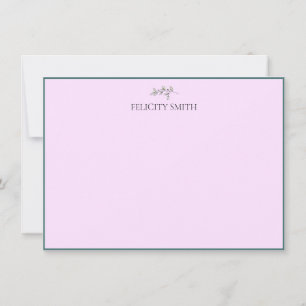 Note Cards Elegant Flat Modern Botanical Pink