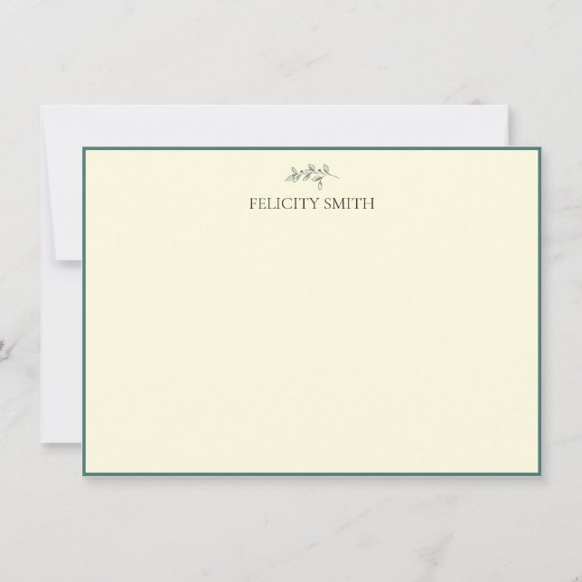 Note Cards Elegant Flat Modern Botanical Yellow (Front)