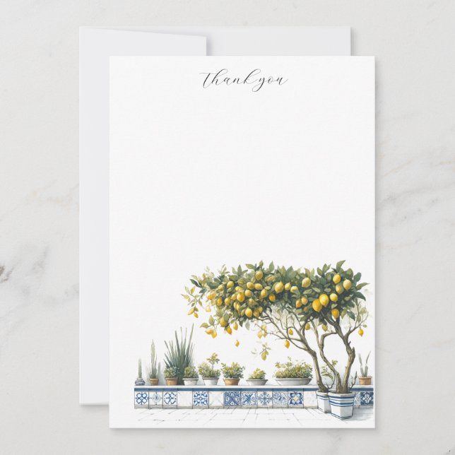 Note Cards Lemons Tree Amalfi Tile Terrace (Front)