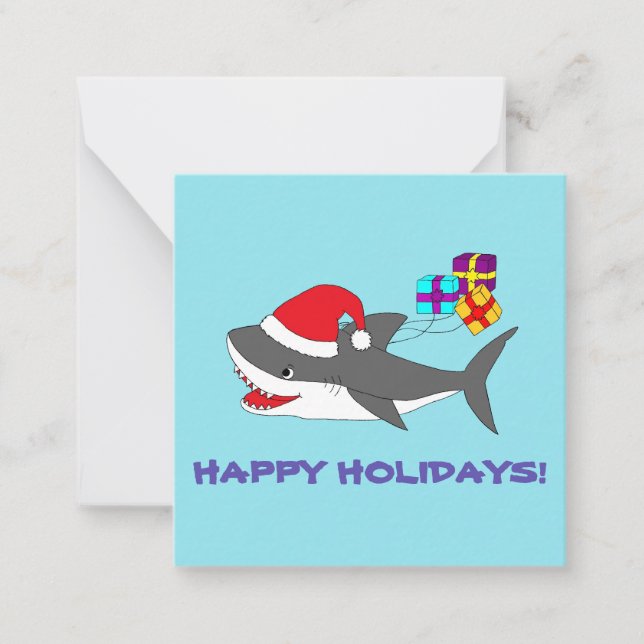 Note cards with a cute holiday shark (Front)