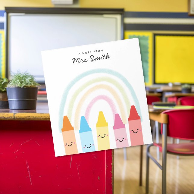Note From Teacher Crayon Rainbow Notepad (Creator Uploaded)