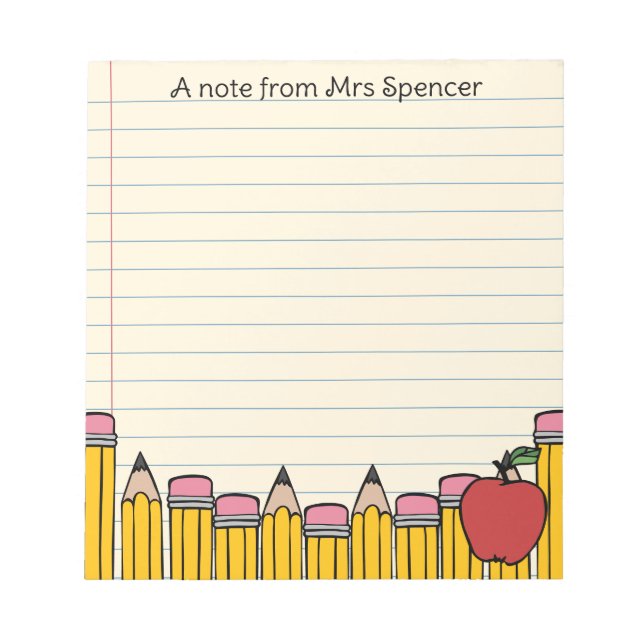 Note From Teacher Hand-Drawn School Art Lined (Front)