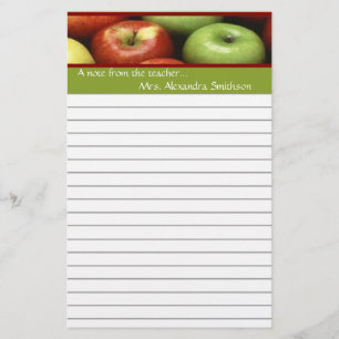 Note From Teacher Personalised Apple Stationery