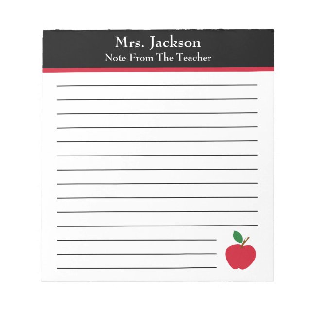Note From The Teacher | Apple Elementary (Front)