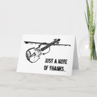 "Note of Thanks" Violin Thank You Greeting Card