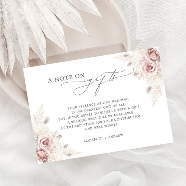 Note On Gifts Blush Floral Wedding Wishing Well Enclosure Card (Creator Uploaded)