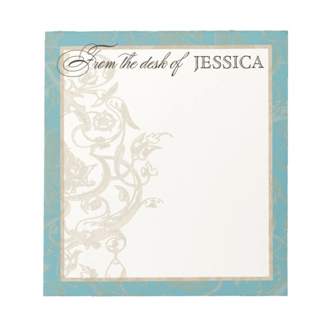 Note Pad Vintage Elegant Swirl Regal Scroll (Front)