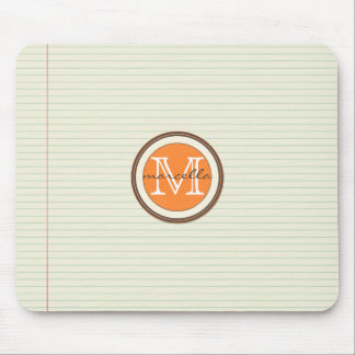 Note Paper Background Orange Monogram Mouse Pad