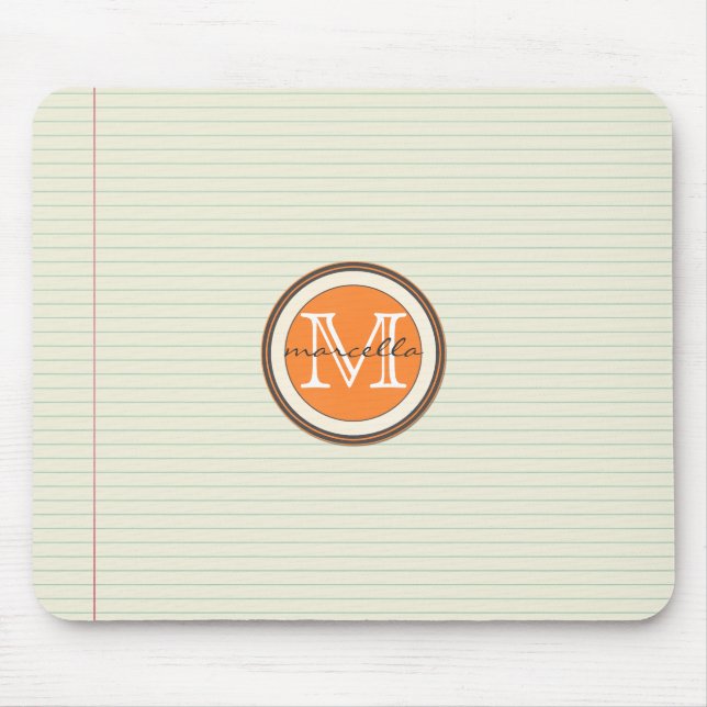 Note Paper Background Orange Monogram Mouse Pad (Front)