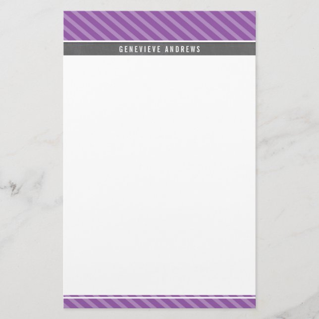 NOTE PAPER diagonal stripe bold grey violet purple (Front)