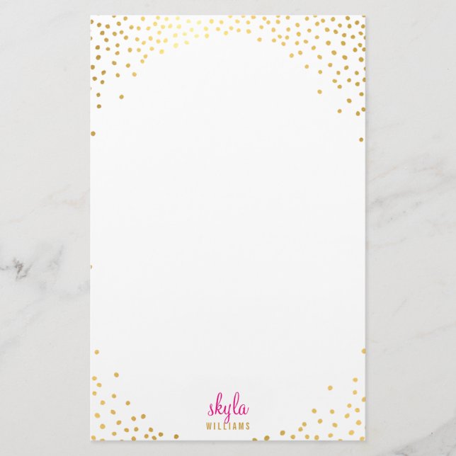 NOTE PAPER glamourous rustic gold foil confetti (Front)