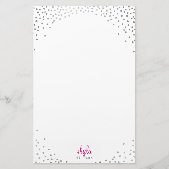 NOTE PAPER glamourous rustic silver foil confetti (Front)