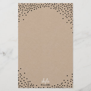NOTE PAPER rustic black confetti spot white kraft