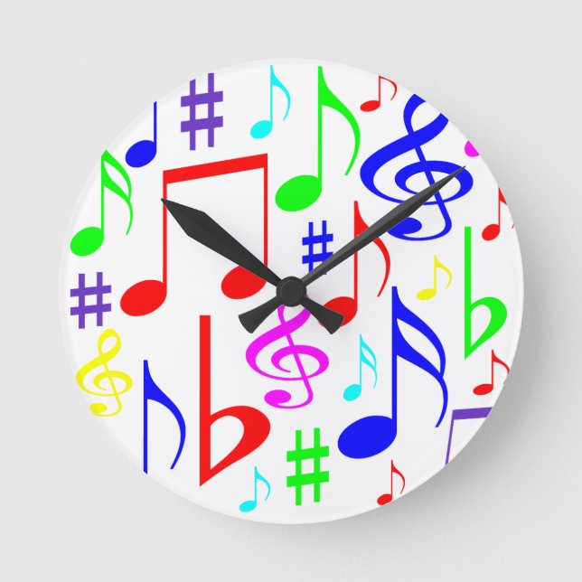 note rainbow round clock (Front)