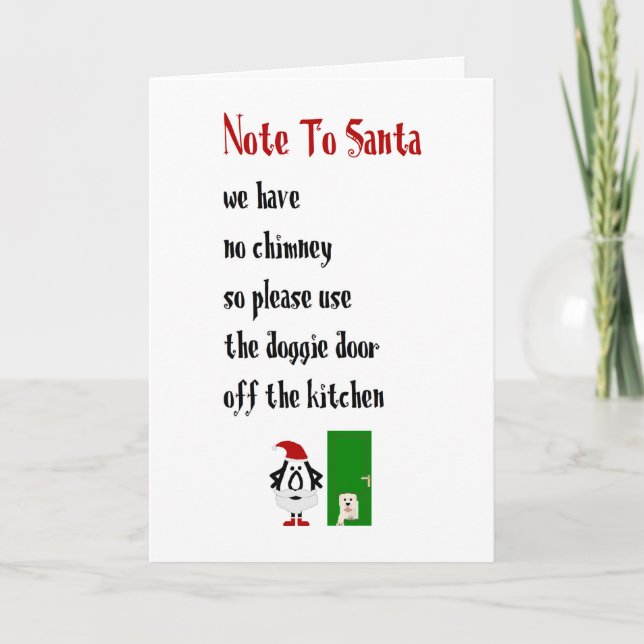 Note To Santa, A Funny Merry Christmas Poem Card (Front)