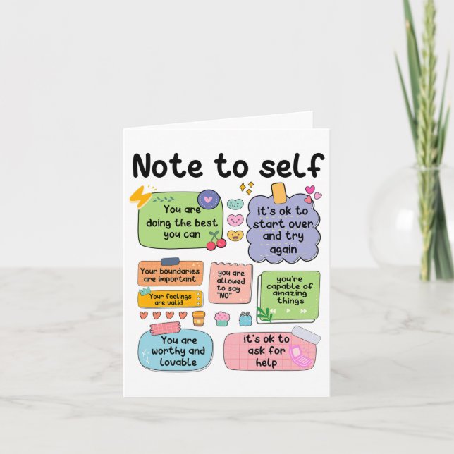 Note To Self Mental Health School Psychologist 1  Card (Front)
