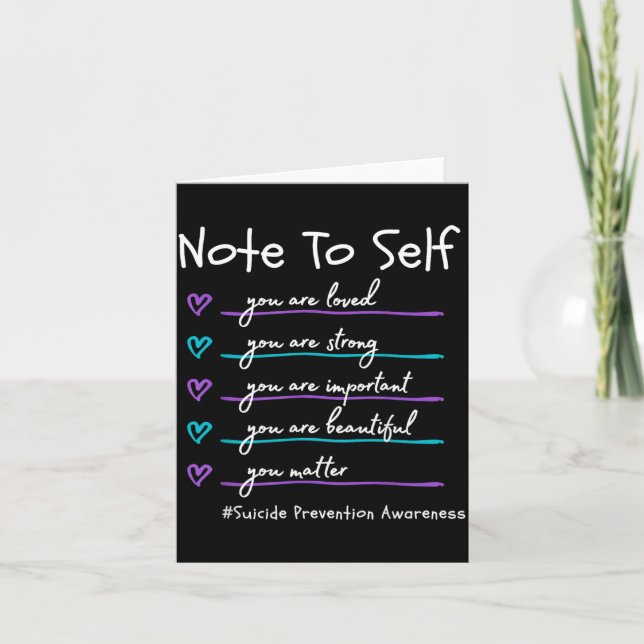 Note To Self Metter Suicide Prevention Awareness Card (Front)