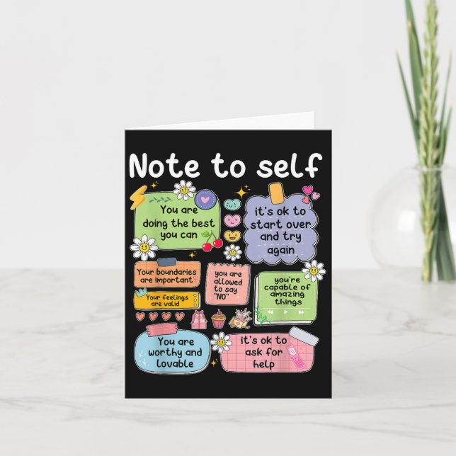 Note To Self, Motivational, Mental Health, Sitive  Card (Front)