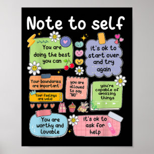 Note To Self, Motivational, Mental Health, Sitive Poster