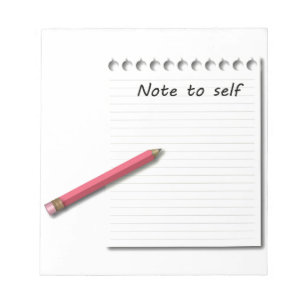 Note to Self paper and pencil