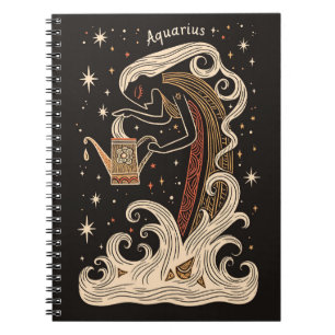 Notebook Aquarius Celestial Zodiac Art