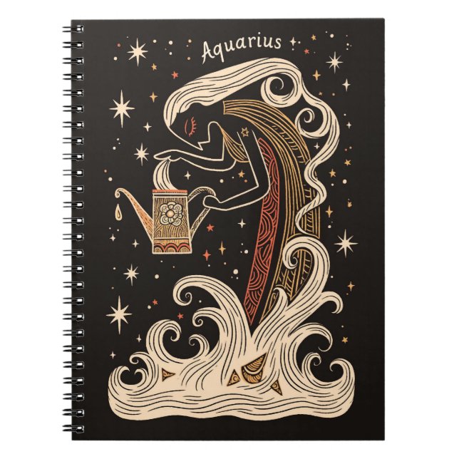 Notebook Aquarius Celestial Zodiac Art (Front)