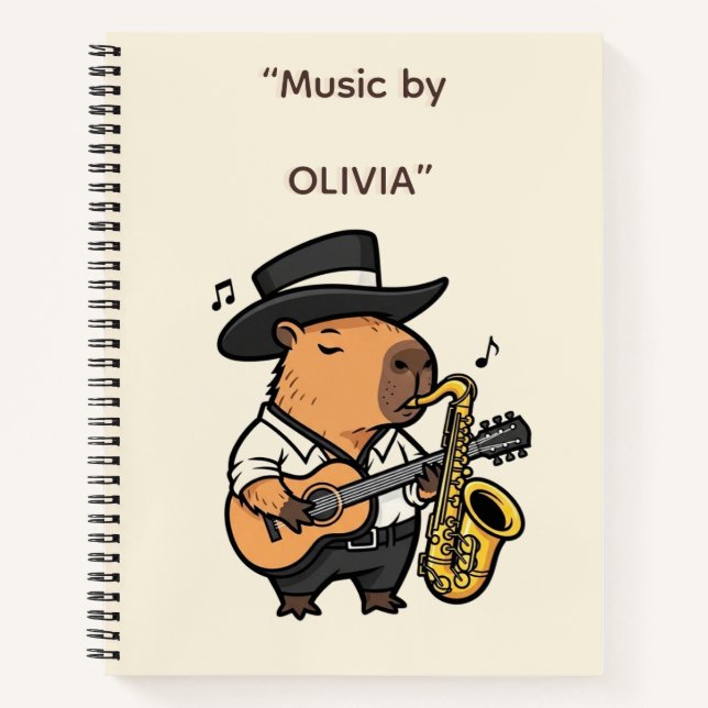  Notebook – Capybara Music Notes (Front)