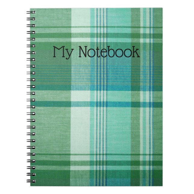 Notebook - Customise Turquoise Tartan Notebook (Front)