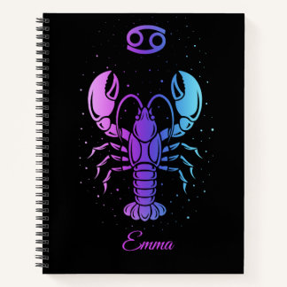 Notebook featuring the Cancer zodiac sign.