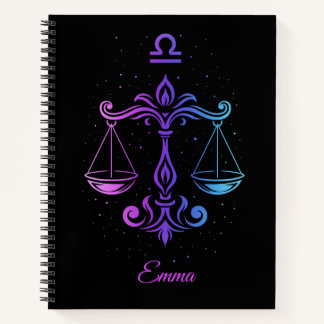 Notebook featuring the Libra zodiac sign.