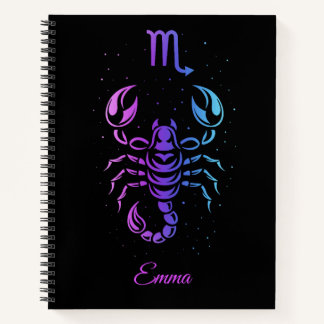 Notebook featuring the Scorpio zodiac sign.