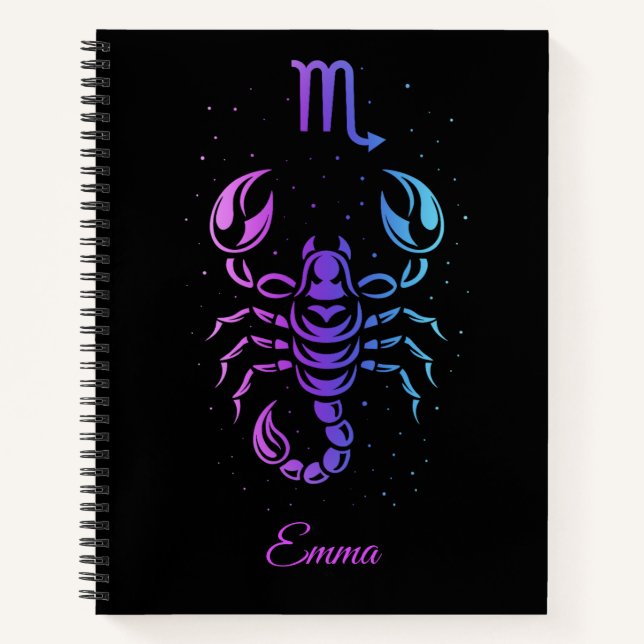 Notebook featuring the Scorpio zodiac sign. (Front)