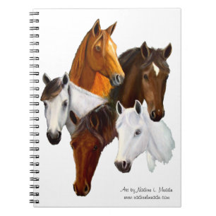 Notebook, Five horse heads, cutout background Spiral Notebook