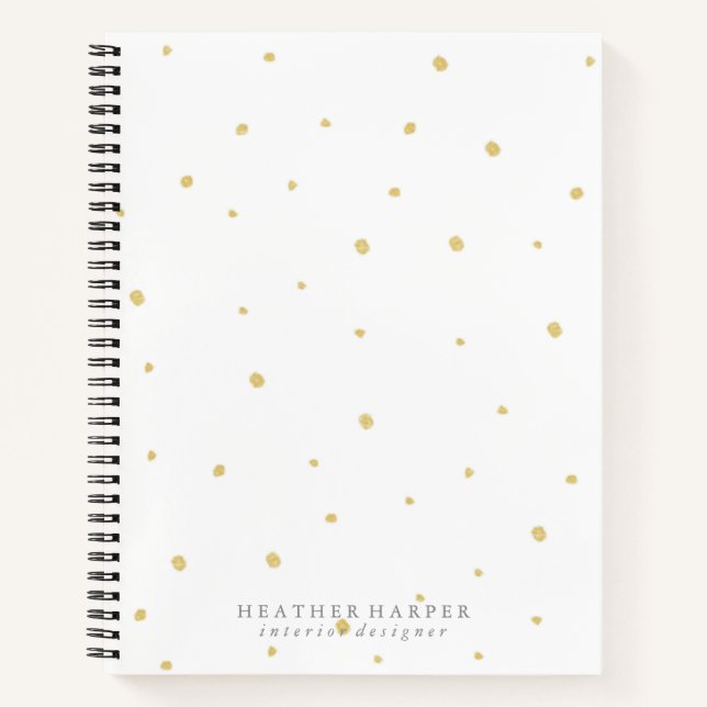 Notebook - Gold Dots White (Front)