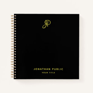 Notebook Gold Monogram Initial Template Elegant