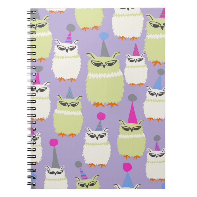 Notebook- Grape Screech Owls! Spiral Notebook (Front)