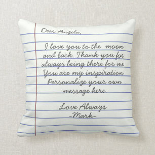 Notebook handwritten love letter or message custom cushion