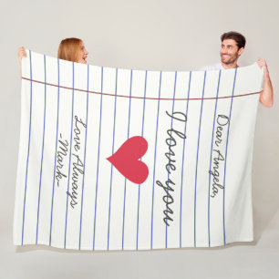 Notebook handwritten love letter or message custom fleece blanket