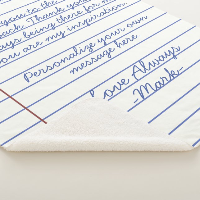 Notebook handwritten love letter or message custom sherpa blanket (3/4)