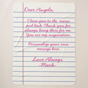 Notebook handwritten love letter or message custom sherpa blanket