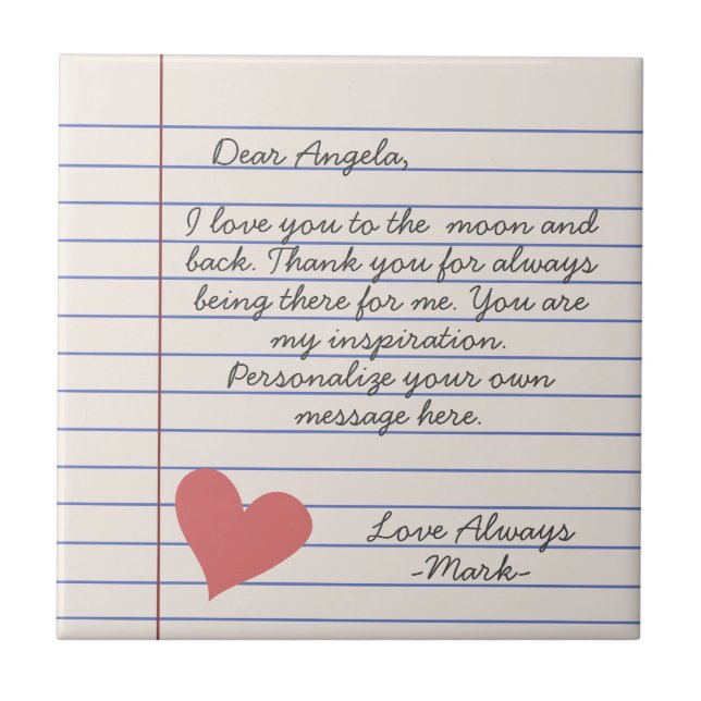 Notebook handwritten love letter or message   tile (Front)