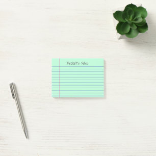 Notebook Lines Mint Green Add Your Name Post-it Notes