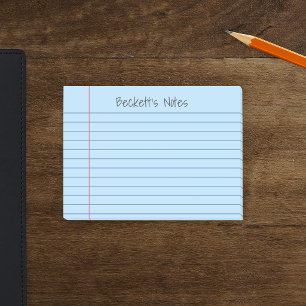Notebook Lines Pale Blue Add Your Name Post-it Notes