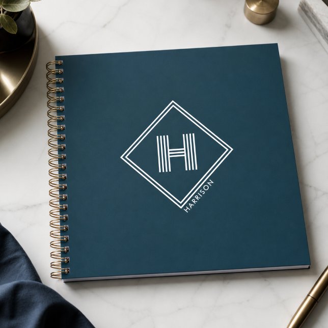 Notebook | Modern Geometric Monogram Initial (Creator Uploaded)
