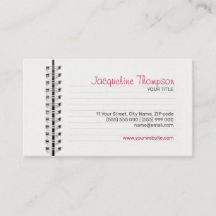 Notebook Page Education Teacher Business Card