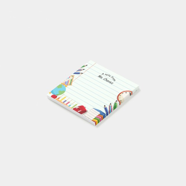 Notebook Paper School Supply Theme Post-it Notes (Angled)