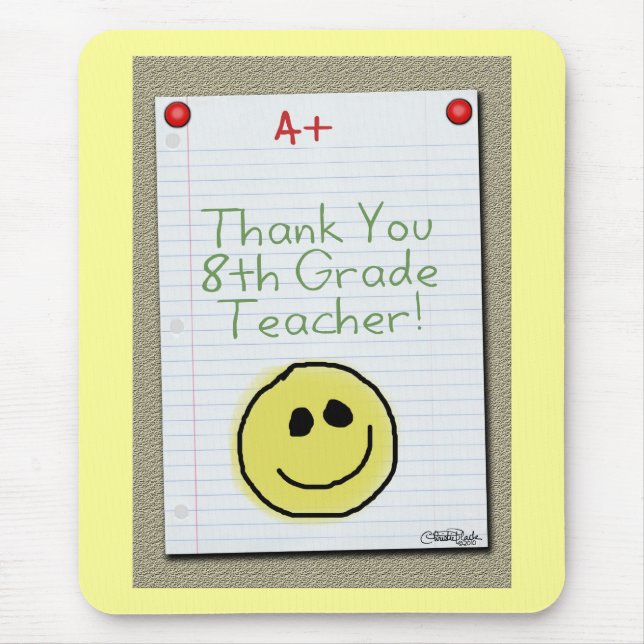 Notebook Paper Thank You for Middle School Teacher Mouse Pad (Front)