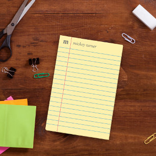 Notebook Paper Yellow Add Your Name & Initial Post-it Notes