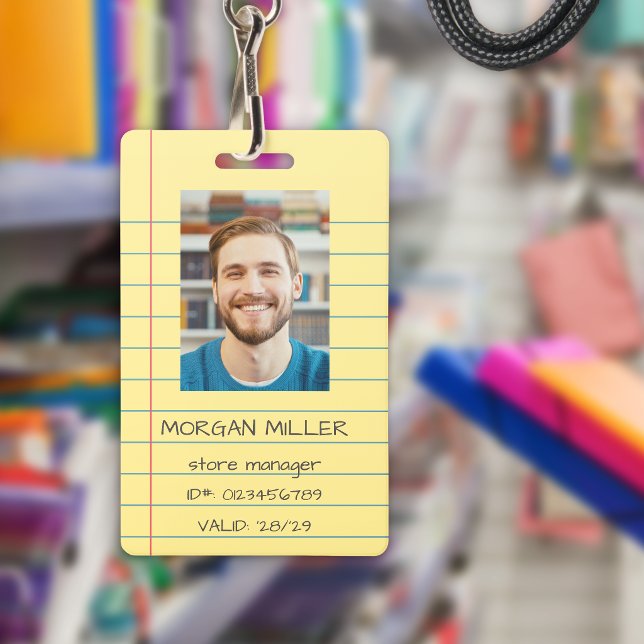 Notebook Paper Yellow Lined Hand-Writing ID Badge (Creator Uploaded)